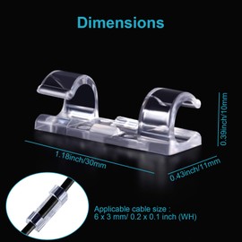 100 Pieces Mini Cable Clips, Christmas Outdoor Light Clips, Christmas Light Hooks, Decoration Adhesive Patio Light Clips Self Adhesive Hooks for Christmas and Fairy Light (Clear)