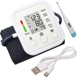 FARMADAR Monitor de Presion Arterial para Brazo con Pantalla LED, Baumanómetro Digital con Pantalla, Deteccion Automática y Precisa de la Presión Sanguínea, Multiples tipos de Medicion y FARMADAR Termometro Digital LCD Clinico Oral Axilar Tipo Pluma