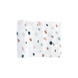 RED ROVR 100% Certified Organic Cotton Muslin Swaddle | Newborn Receiving Blanket | Baby Wrap | Boy, Girl, Unisex | Soft, Lightweight, Breathable | Burping, Nursing | 44" x 44" | Dots & Dashes