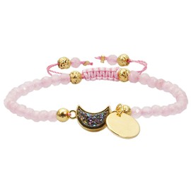 KYEYGWO 4mm Faceted Beads Bracelets for Women and Men, Adjustable Titanium Coated Druzy Quartz Healing Stone Bracelets for Jewelry