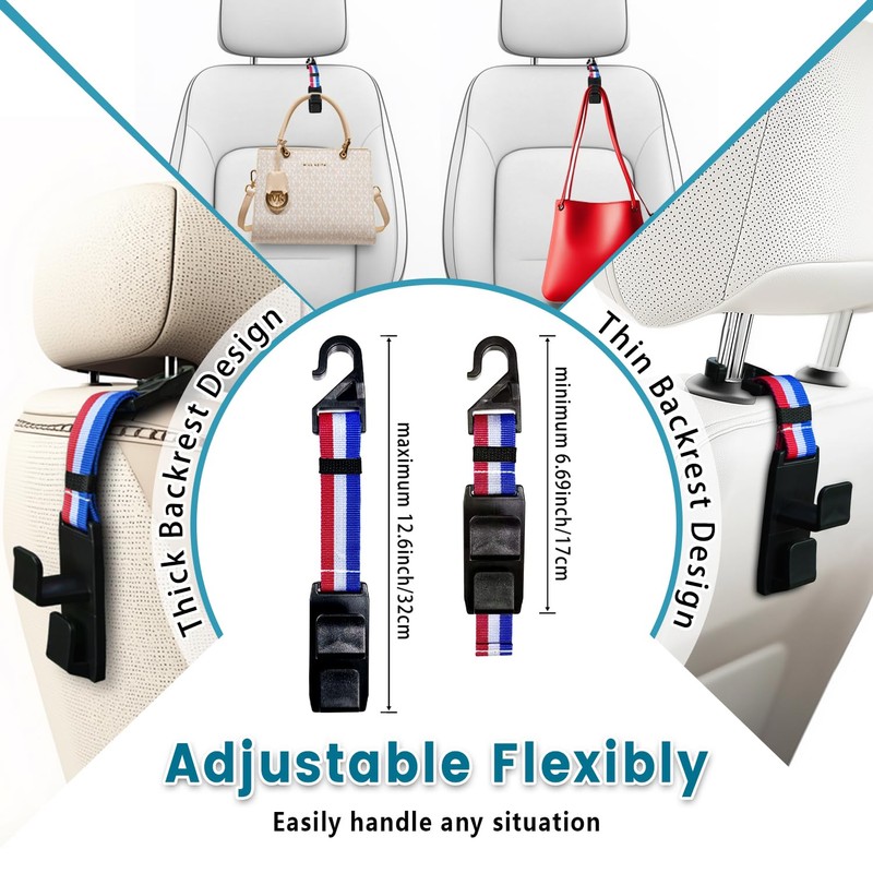 Heroway Purse Hook for Car, Adjustable Headrest Bag Seat Hooks