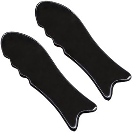 iwobi 2 Pieces Gua Sha Tool,Face Skincare Tool With Fish Shape,Guasha Scraping Massage Board,Facial Comb Natural Gua Sha Stone For Face,Eyes,Neck(Black)