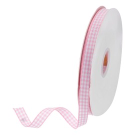DMiotech 3/8 Inch 50 Yards Gingham Ribbon, Checkered Ribbon Plaid Ribbon for Gift Wrapping Decoration Art Craft DIY, Pink And White