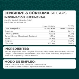 Suplemento Jengibre & Curcuma (60 Caps) - Pronat