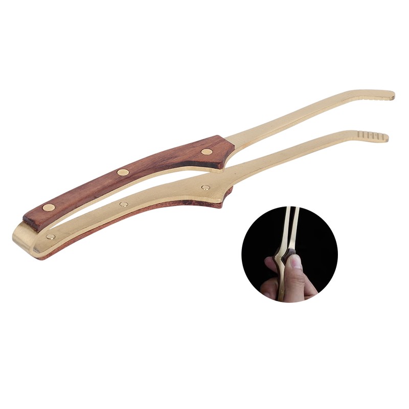 Antihot Wood Copper Tea Clip NonSlip Tea Set Tweezers Tea