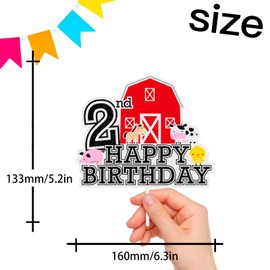 Decoración para tartas de animales de granja para niños y niñas, baby Show, 2º cumpleaños, vaca, caballo, granja, decoración de fiesta, suministros domésticos para decoración de pasteles, animación a 2 años