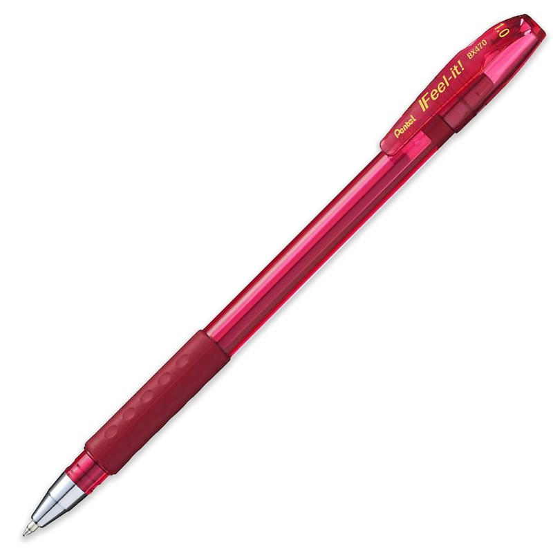 Pentel - Feel-It! BX490-1.0mm Ergonomic Stick Ballpoint Pen - Pack