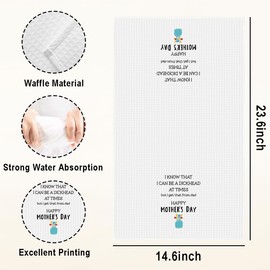 Funny Mothers Day Towels Gifts from Daughter Son New Mom Gifts Best Bonus Mom Gift Mom Birthday Gift Best Present for Expecting Moms Stepmom Bonus Moms Towels for Kitchen Bathroom 14×23 Inches