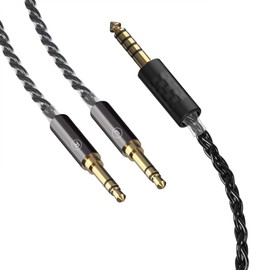 Linkidea Upgrade Audio Cable for Hifiman Sundara, Ananda, Arya, HE400SE, HE4XX, HE-400i, DENONs AH-D600 AH-D7200 6N OCC 4.4mm to Dual 3.5mm Replacement Aux Cord (Black 4.9ft/1.5m)