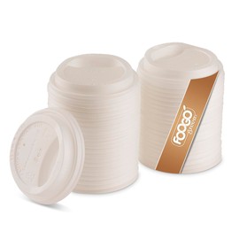 FOOGO Green 100pcs Lids for Paper Cups, Suitable for 8oz FOOGO Green Coffee Cups, 80mm diameter, Plastic and BPA free, Leak-proof Secure Fit, Eco-friendly and Compostable