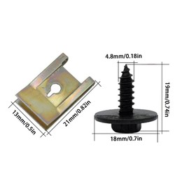 NIYATA 60 Pcs Car U Shape Screw Cage Nuts Clips Clips for Car Wing and Interior Door Panel