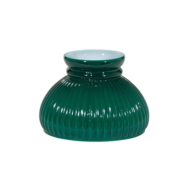 B&P Lamp® 6" Dark Green Cased Glass Ribbed Student Lamp