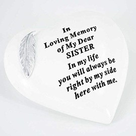 Special Sister Graveside Memorial Feather Heart Grave Plaque Ornament Decoration