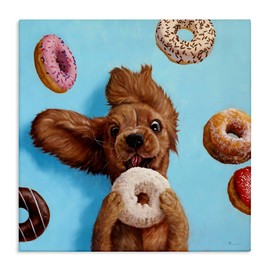Stupell Industries Funny Face Dog Licking Donut Canvas Wall Art, Design by Lucia Heffernan