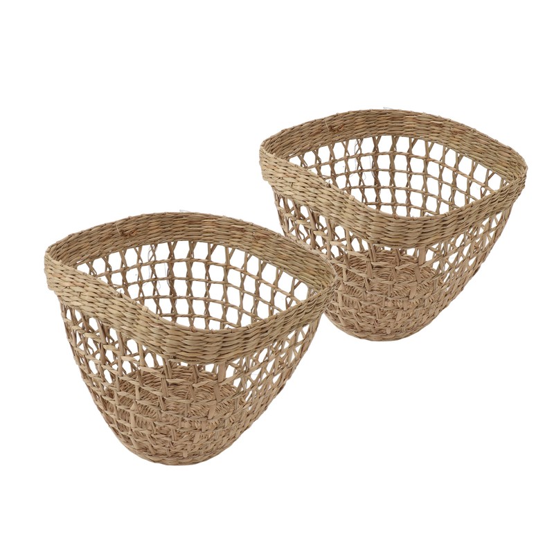 2PCS Woven Basket Handwoven Sea Grass Storage Basket for Flower