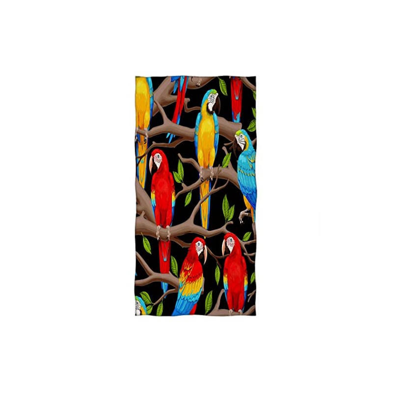 Violetpos Bath Towel Colourful Eye-catching Parrots Branches Colourful Eye-catching Parrot