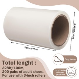 Maitys 2 Pack Floor Guard Film Refill Rolls 328ft PE Slip-resistant Transparent Adhesive Shoe Film Disposable for Automatic Shoe Cover Dispenser 400 Uses, Fits All Sizes