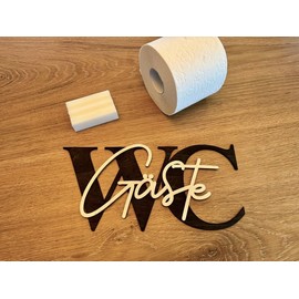 Gäste WC 3D-Schriftzug Türschild aus Holz (30cm)