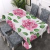 Walmsco Tablecloth Pink Roses Green Leaves Decor For Dining Room