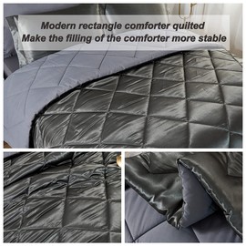 HAOK Satin Twin Comforter Set Luxury 6-Pieces Comforter Set, Silky Satin Bed Set, Twin Size Comforter Set with Bed Sheets- 1 Pillowcases, 1 Shams & 1 Bed Skirt, Satin Comforter Set Grey