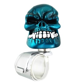 Abfer Car Steering Wheel Spinner Knob Skull Shape Turning Assist Suicide Grip Brody Knobs for Most Vehicles Trucks (Metal Blue)