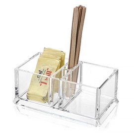 ELLDOO Sugar Packet Holder, Acrylic Sugar Bowl for Restaurant, Tea Bag Organizer, Coffee Stirrers Straws Small Condiments Packet Holder, Sugar Caddy Dispenser for Countertop Coffee Bar