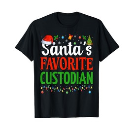 Santa’s Favorite Custodian Funny Janitor Christmas Custodian T-Shirt