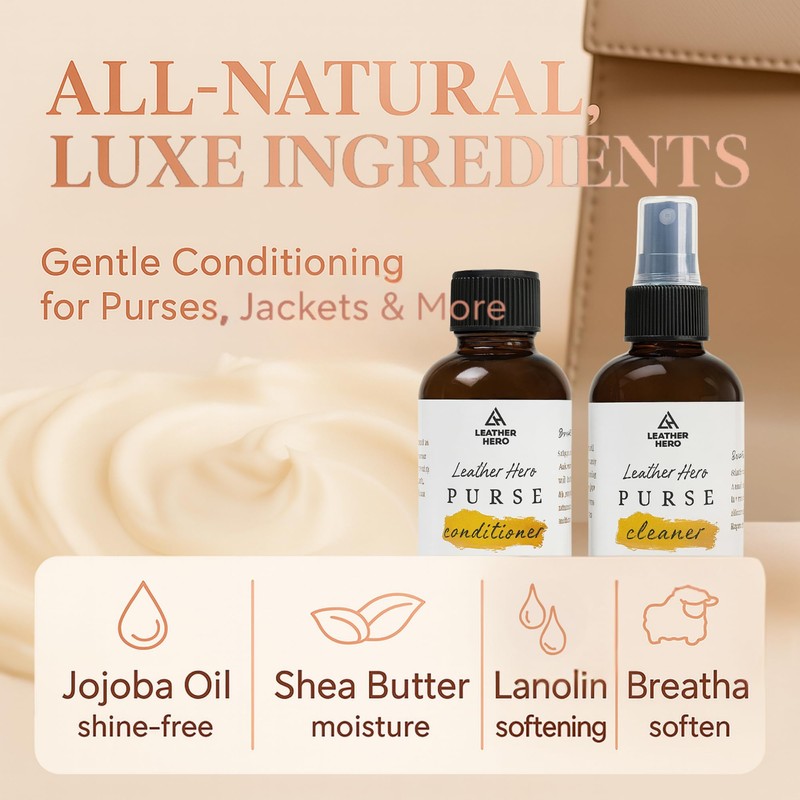Leather Purse Cleaner & Conditioner Kit – 4pc Set with