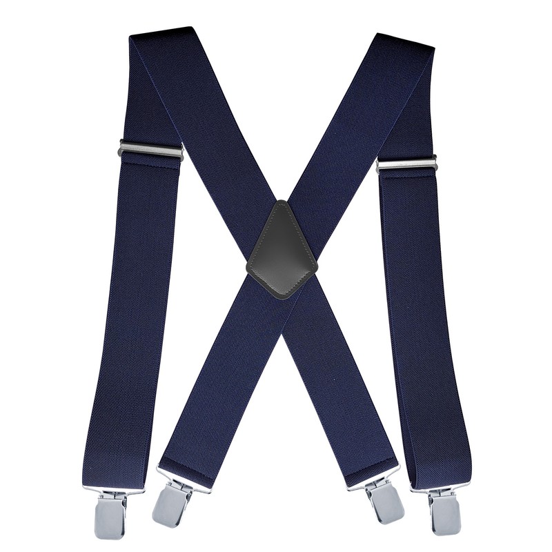 Men’s Heavy-Duty 2-Inch X-Back Suspenders with Adjustable Elastic Straps and