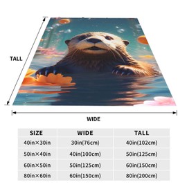 Zeleda Otter Blanket 3D Animal Blanket for Girls Boys Underwater Otter Print Decor Fleece Blanket Super Soft Flannel Fuzzy Plush Blanket Sofa Couch Living Room Bed Camping Travel 60"x50" Size