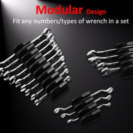 DEHOYI 24pcs Adjustable Modular Wrench Organizers for Tool Drawers - Wrench Rack with Metric&SAE Labels,Tool Storage Holder.Gift for father, brother&boyfriend (Black without magnet)