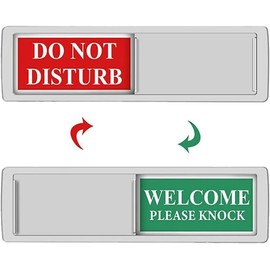 Pvieked Privacy Sign - Do Not Disturb/Welcome Please Knock, Silver Acrylic Door Sign, 7" x 2", Professional, Minimalist Style, Office, Conference Room, Restroom