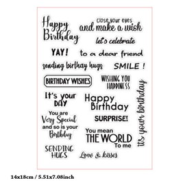 MESYGK Happy Birthday Wishes Surprise Make A Wish Small Blessings Clear Stamps Transparent Silicone Stamp Album Cards Rubber Stamp for Card Making Decoration and DIY Scrapbooking