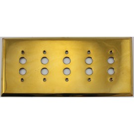 Unlacquered Polished Brass 5 Gang Push Button Light Switch Wall Plate