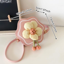 BSITSSS Kinder Handtasche Blumen Niedlich, Mädchen Umhängetasche, Mini Crossbody Tasche, Moden Kinder Umhängetasche, Schultertasche mit Verstellbarem für Mädchen Kleinkinder