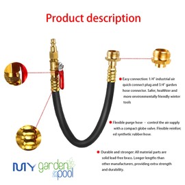 My Garden Pool Splash RV & Marine -50°F Antifreeze 2 Gallon Set Flexible Plastic Funnel Spout and Sprinkler Blowout Adapter, Shut Off Valve - for Winterizing RV, Camper, Boat, Motorhome Systems