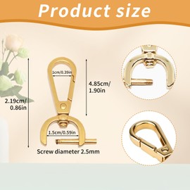 Pack of 4 Carabiner Hooks with Swivel and Screwdriver, Golden Bag Accessories for Business Purse, Shoulder Bags, Leather Handbags, Handbags, DIY Accessories with Interchangeable Shoulder Strap (Gold)