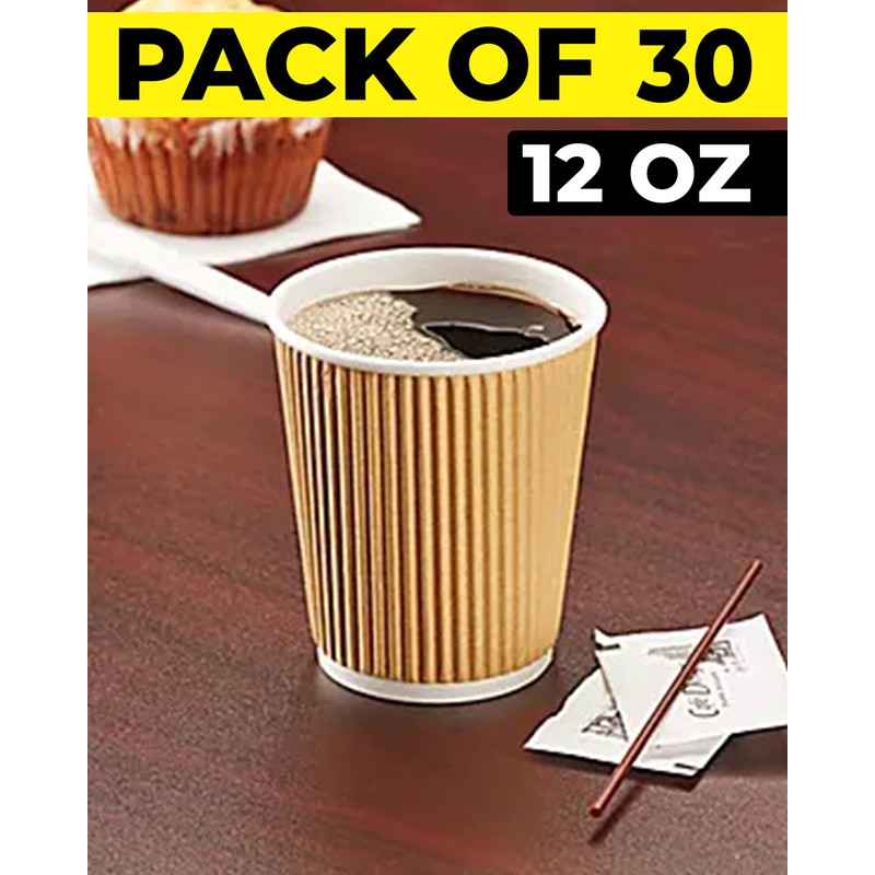 Zuvo Ripple Takeaway Paper Coffee Cups - [30 Cups -