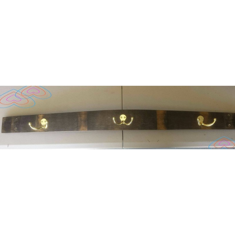 Natural Coat And Hat Rack With Brass Hooks - Made