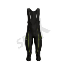 Sparx Men's Elite Super Roubaix Thermal Cycling 3/4 Bib Tights Bib Knicker Coolmax Padded, Black/Reflector, Large