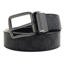 Coach Men's Belt CY982 QBMI5 Reversible Charcoal Black, charcoal/black