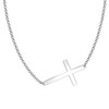 LEMONDROP 925 Sterling Silver Sideways Cross Necklace 18" + 2"