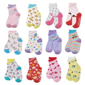 HYCLES Children’s Non-Slip Ankle Socks - 12 Pairs of ABS Socks for 1-7 Years, Boys, Girls, Kids, Toddlers, Infants, Newborns -