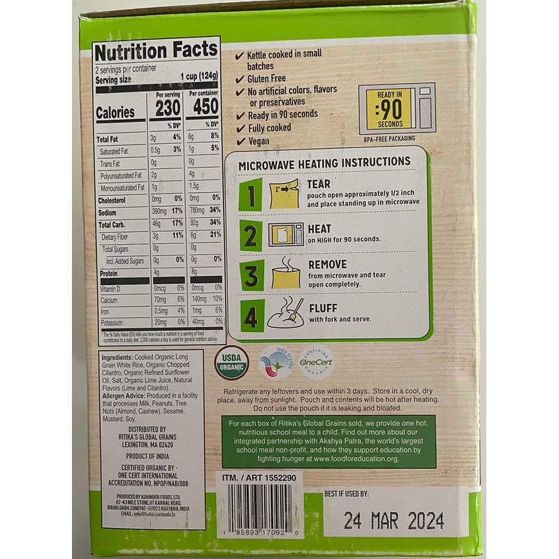 Ritika’s Global Grains Organic Cilantro Lime Rice