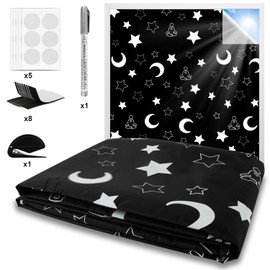 Portable Blackout Blinds,250 X 145cm With Fluorescent Pattern Blackout Curtains,Adjustable Temporary Blackout Curtains Pasted on Windows,Travel or Daycare Blackout Curtains,can be cut into any size