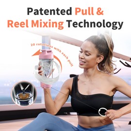 WONDER CORE 22 Oz Protein Shaker Bottle for Protein Shakes and Meal Replacements, Hand Mixing Mechanism, Leak Proof Shaker Cup for Nutrition Pre-Workout Powders, BPA-free, Pink | WONDER CORE