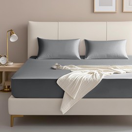 FreshCulture King Fitted Sheet Only – Premium Hotel-Quality Fitted Sheet for King Bed – Ultra Soft & Breathable Brushed Microfiber – Elegant Black Box Packaging (Dark Grey)