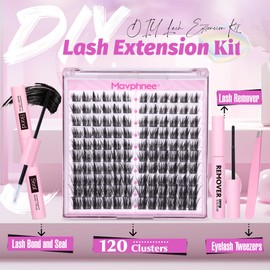 Fairy Lash Clusters Kit Wispy Eyelash Extensions Kit Spiky DIY Lash Extension at Home Anime Cluster Lashes 120 Pcs Individual Lashes with Lash Bond and Seal, Remover, and Tweezers