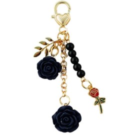 NISCAYA Sweet Rose Keychain Flower Charm Keychain with Chain Tassel Rose Pendant Keyring for Women Girls Purse Handbag Decor Jewelry