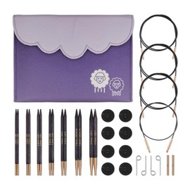 KnitPro J'Adore Cubics Knitting Pins, Circular, Interchangeable, Normal Length, Deluxe Set, Purple, 26-19301